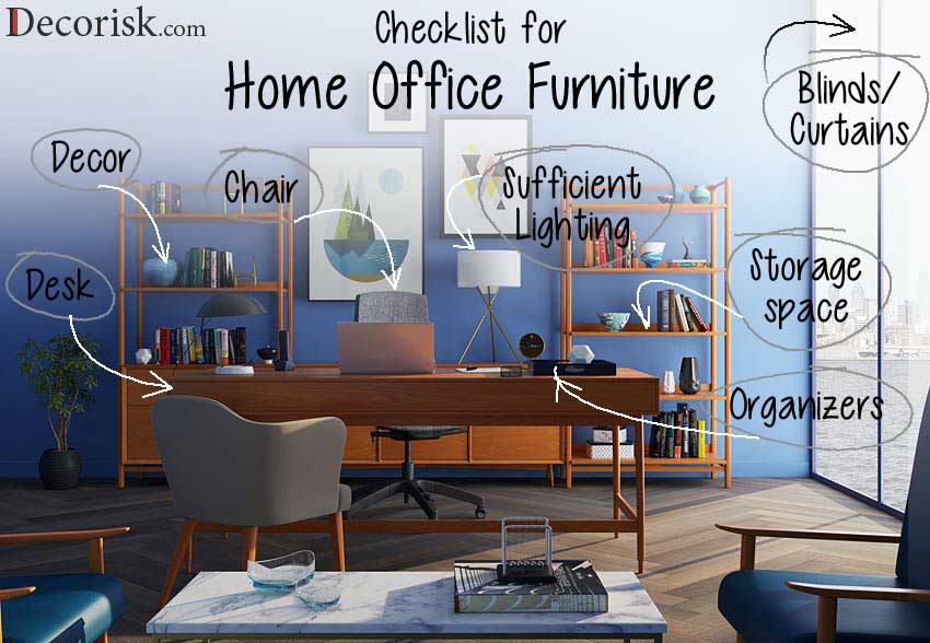 home office decor furniture checklist